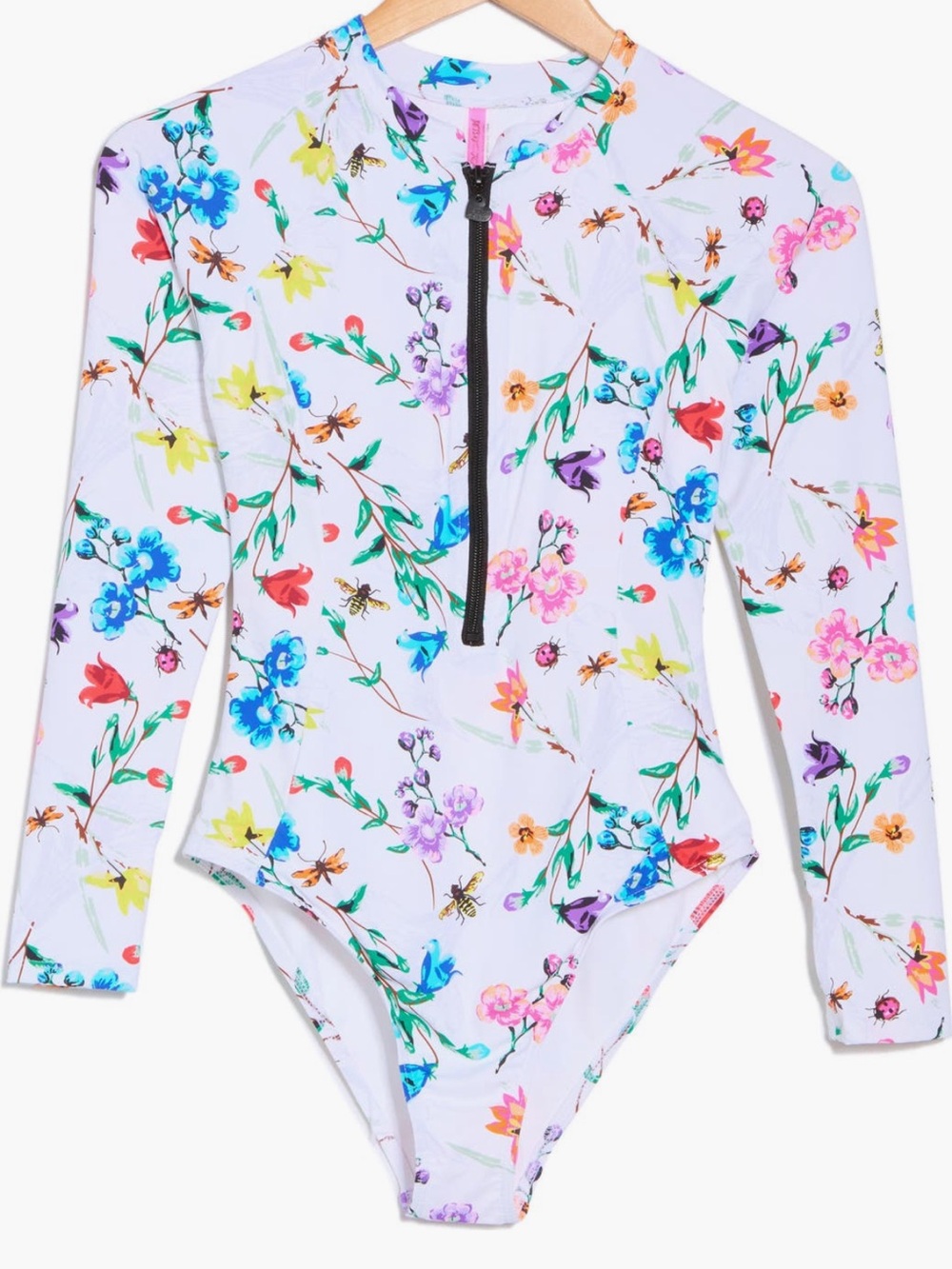 New Betsey Johnson Scuba Half Zip Long Sleeve Swimsuit - Size Small - Picture 3 of 7